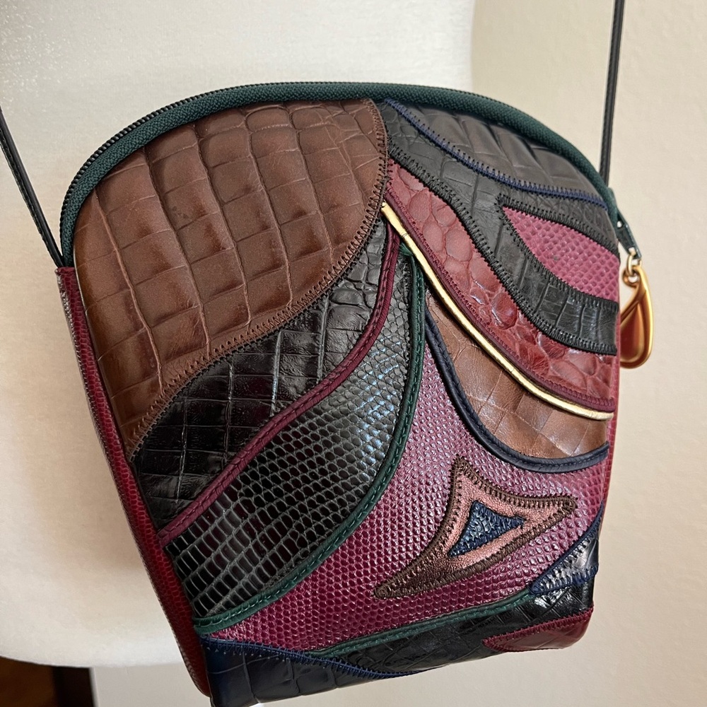 Gorgeous Vintage Sharif Patchwork Leather Crossbody Bag in Excellent Condition